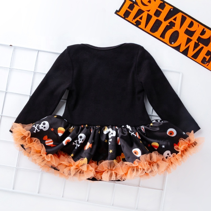 Halloween long sleeve cartoon printed fancy pettiskirt   shirt dress