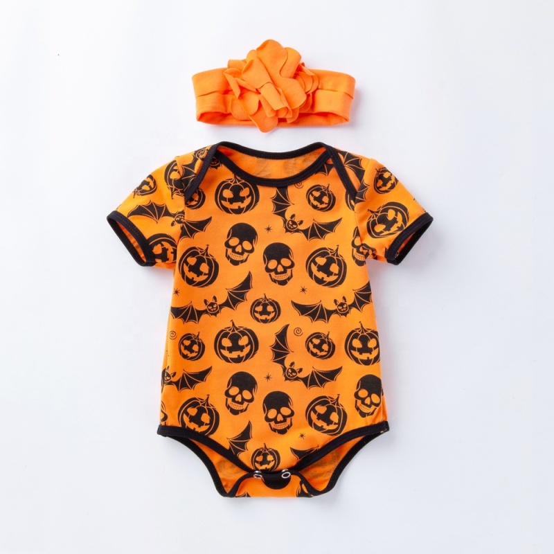 New arrival bone cotton printed trendy punk long sleeve halloween romper