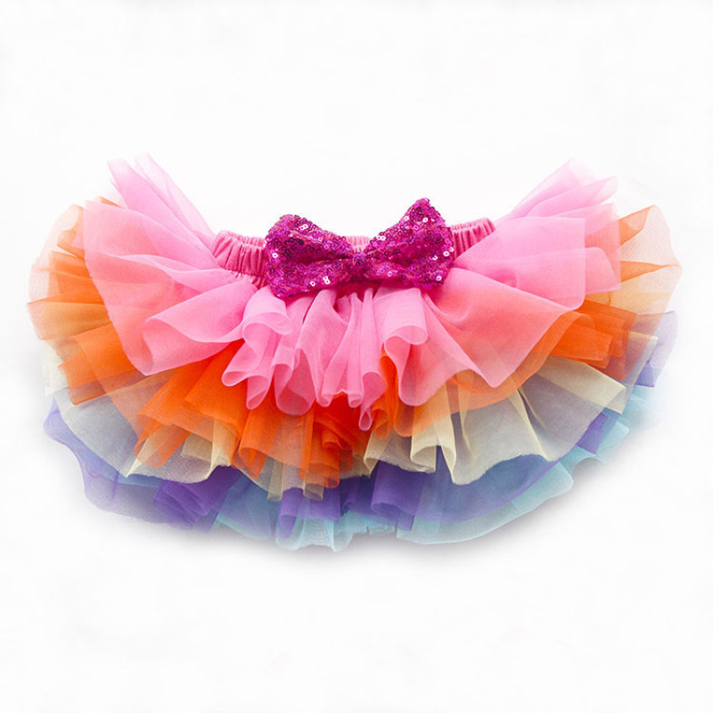 2020 factory starry bow layered rainbow gauze baby tutu bloomers pants cotton