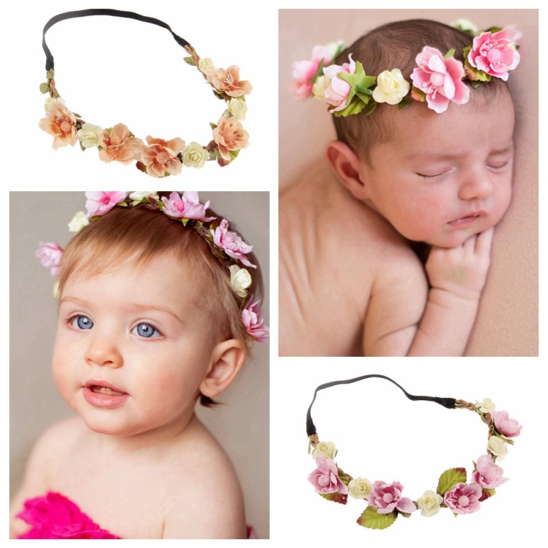 Amazon Hot Sale Baby Girls Headband with Artificial Flowers