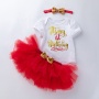 Factory Wholesale Girl Cotton Baby Romper Set With Tulle Skirts And Headband 