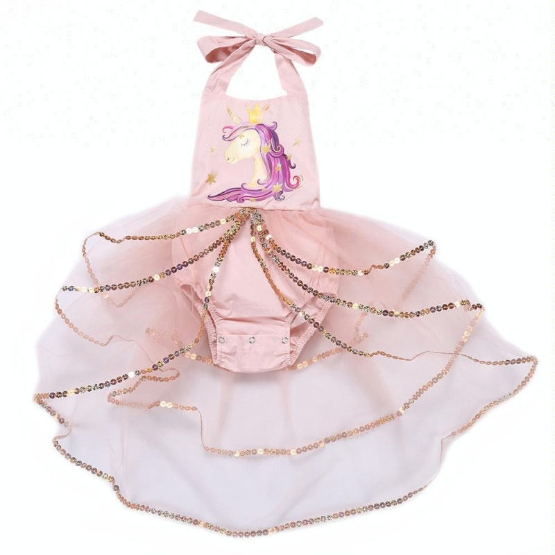 Wholesale Newborn Baby Girl Summer Romper Unicorn Printed Tutu dress