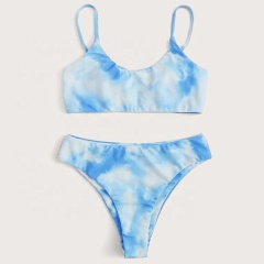 2021 cheap color changing swimwear swimsuit girls tie dye bikini set