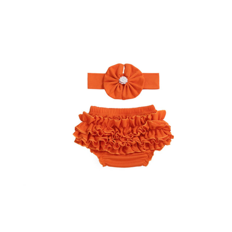 Hot selling new design soft organic cotton  wholesale baby bloomers with headband