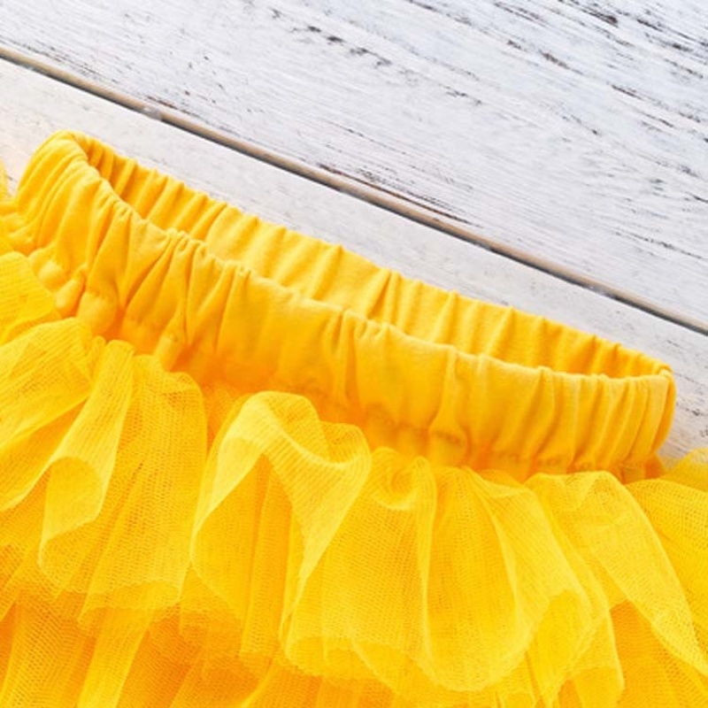 Thanksgiving day yellow short sleeve bow headband  layered mesh skirt three pieces baby rompers