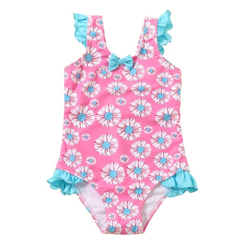 Designers swimwear arrivals little girls pink trendy swimsuit dress flamingo swimsuit
