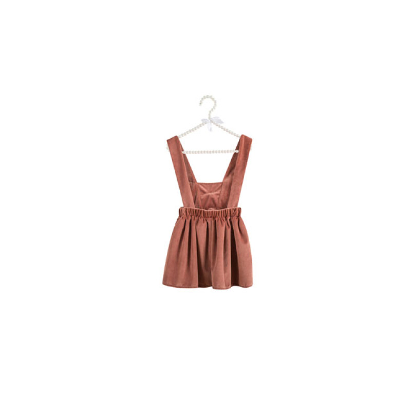 New design velvet light brown suspender girl skirt for 3-7 years fancy Halloween girl dress