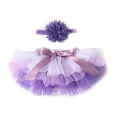 Wholesale purple gauze gradient layered two piece baby girls cotton short
