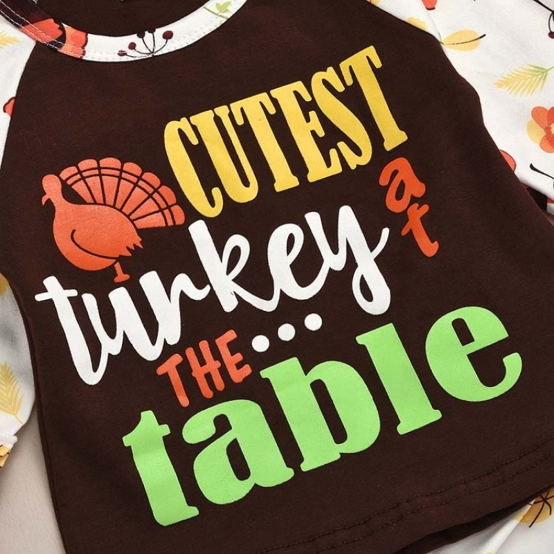 Boutique thanksgiving cute cotton digital print clothing baby sets