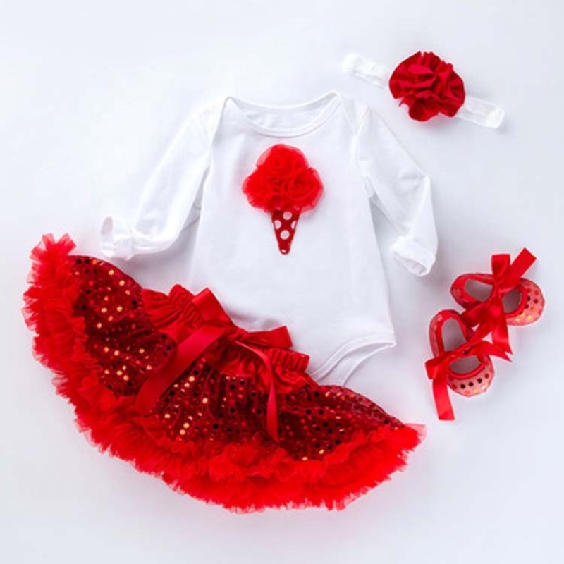Wholesale High Quality Baby Boutique Girl Tutu Dress With Baby Shoes And Headband Outfit Set