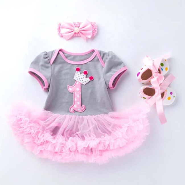Fashion Children Tutu Dress With Headband And Baby Shoes For Birthday Smash Cake 