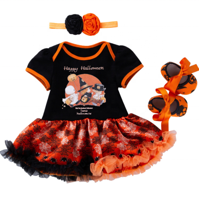 Wholesale fancy punk tutu dress 1 year pettiskirt  3 piece set baby garments clothing