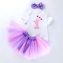 Factory Sale Soft Cotton Boutique Toddler Girl Romper With Tutu Skirts And Headband Set