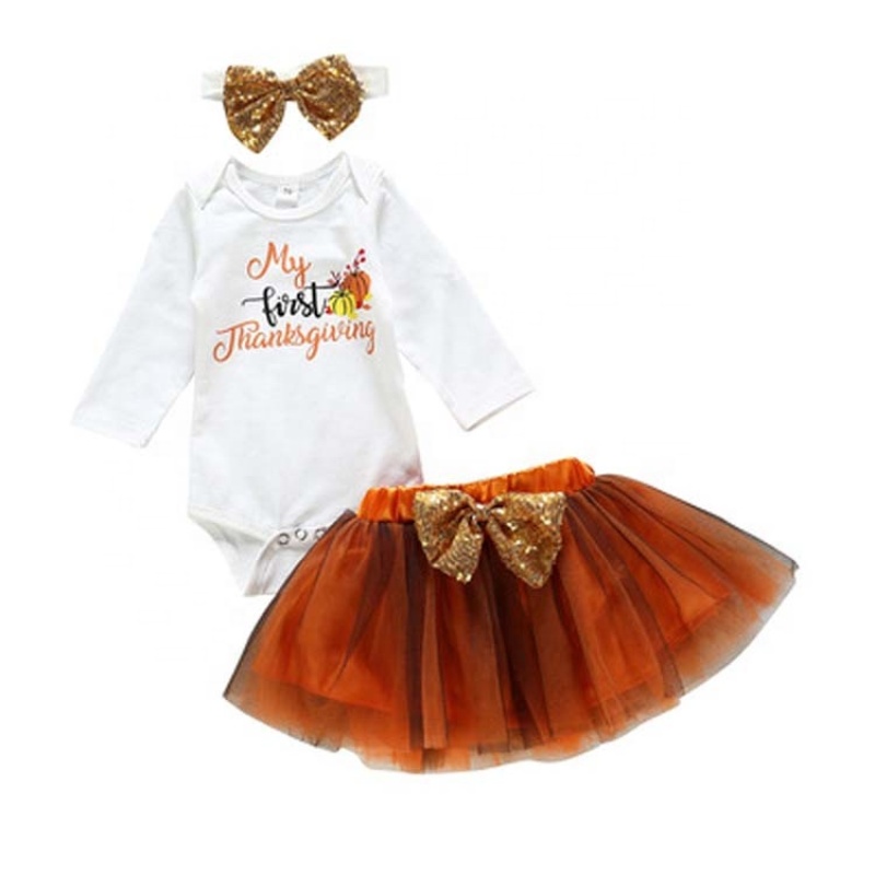 Boutique thanksgiving day   cute trendy cotton long-sleeved baby rompers