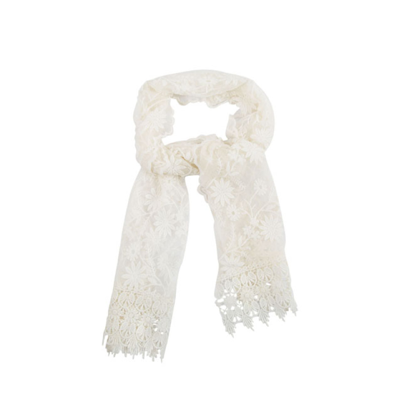 Wholesale 2018 Hot Sale Viscose Voile Scarf Fashion High Quality Fabric Cheap Long Ivory Lace Print Scarf