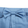 KAPU Mini school  Bow Short Dress Girl Pleated Elastic Waist Denim Skirts  With Pockets