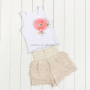 Wholesale Baby Clothing Stylish Girl Sleeveless Top With Lace Pants Set