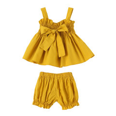 Wholesale Cotton Baby Sleeveless Suspender Top With Short Pants Kids Clothes Sets