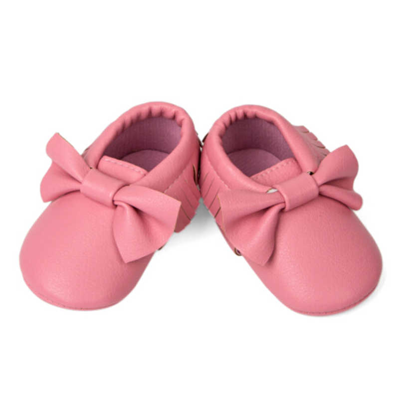 Wholesale solid color delicate bowknot baby girl shoes