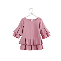 Wholesale Solid Color Long Sleeve Infant Girl Tunic Dress