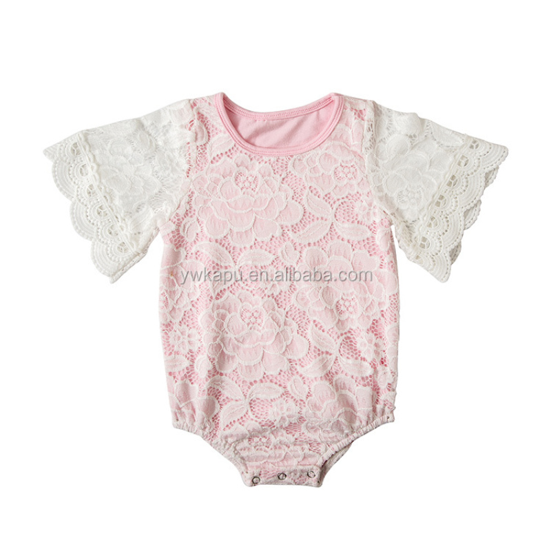 Princess summer boutique girls clothes romper sweet white lace baby cotton romper