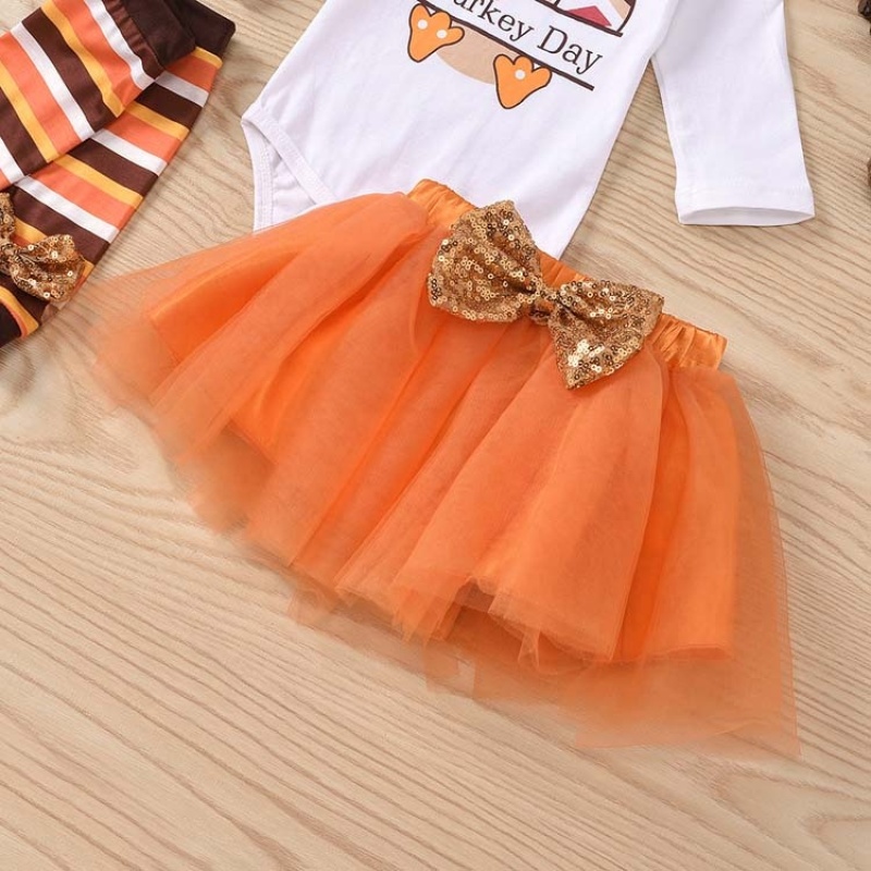 2021 thanksgiving day high quality baby tutu skirt  leg warmers romper sets