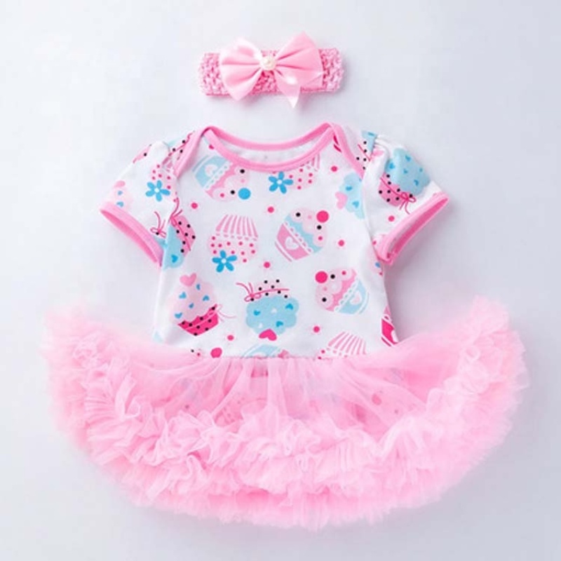Wholesale Baby Girl Cute Romper With Tutu Skirts And Headband For Birthday Party