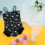 Wholesale mesh swimsuit cover up one piece girls flowers bikini