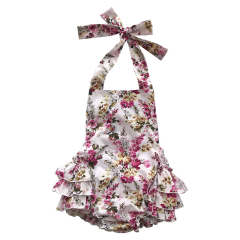 new fashion cute sweet floral baby halter bubble ruffle romper for girl wholesale RTS