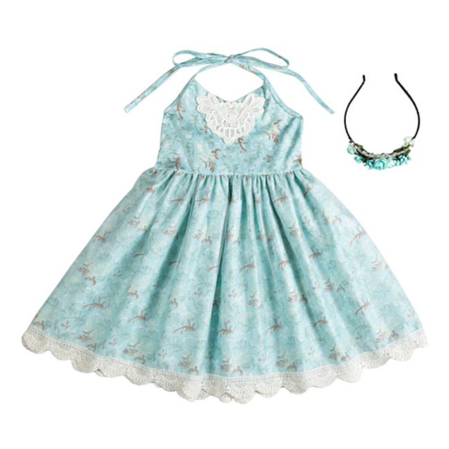 Baby Girl Kids Vintage Flower Tutu Backless Princess Dresses
