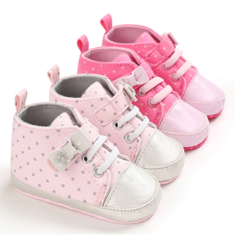 Wholesale Light Anti-Slippery White Pink Hook and Loop Canvas Shoes for Baby Girls