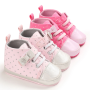 Wholesale Light Anti-Slippery White Pink Hook and Loop Canvas Shoes for Baby Girls