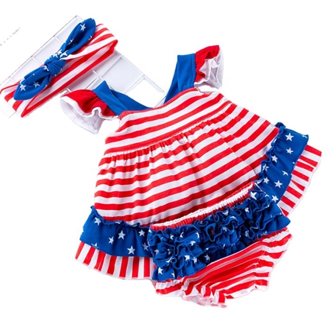 USA new arrival cheap price 4th of July baby girl outfits boutique clothing