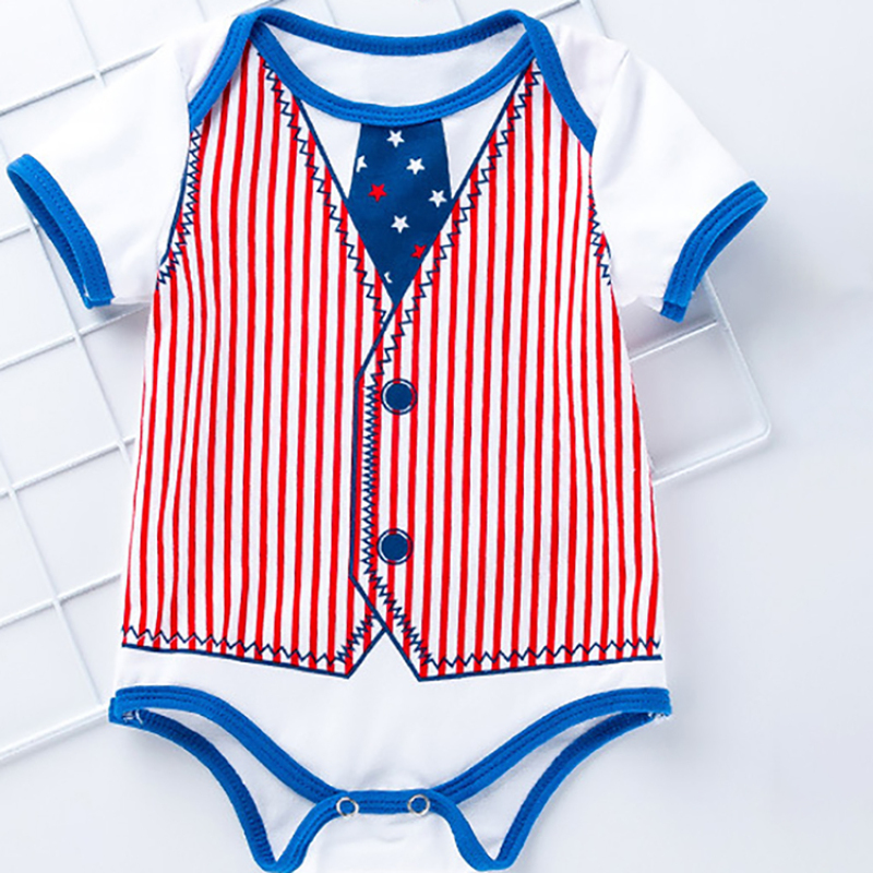 Factory customerized 4th of July cotton baby boys romper