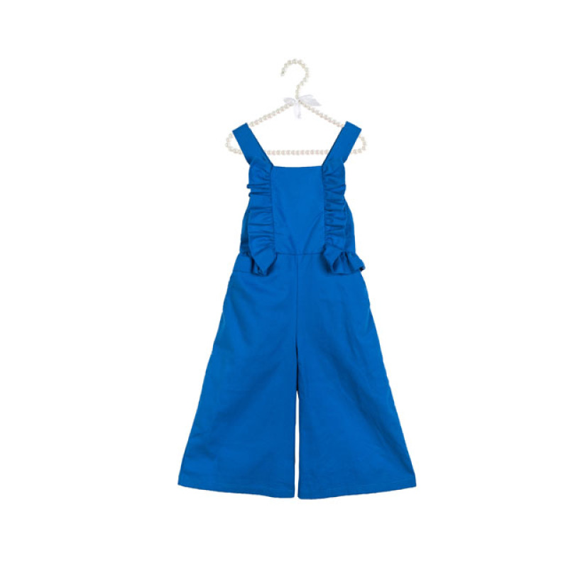 Wholesale solid color cotton children suspender pants baby red ruffle long pants