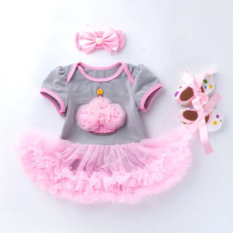 Fashion Children Tutu Dress With Headband And Baby Shoes For Birthday Smash Cake 