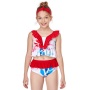 Top selling fashion ruffle print kids designer two piece swimsuit custom girls