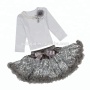 Wholesale children's boutique clothing flower decorate long sleeve top match sequin tutu skirt girl outfit