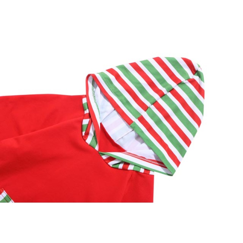 Children Red Sport Clothing Set, Kangaroo Pocket Striped Hoodie Sets