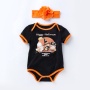 Halloween short sleeve breathable pumpkin printed baby romper custom