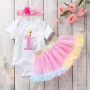 New Floral Design Little Girl Birthday Smash Cake Baby Romper With Tutu Skirts And Headband 