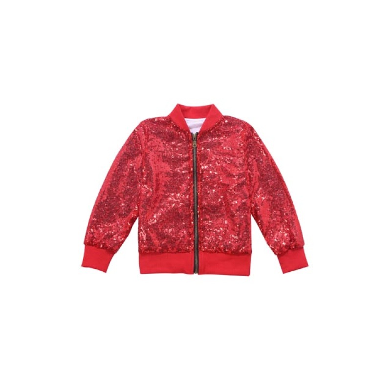 Christmas Girl sequin Red Coat Children Solid Casual clothes  kids Baby Girl coat and jacket