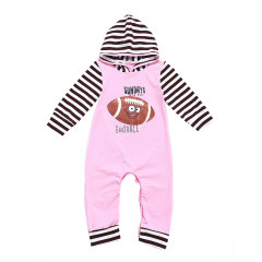 New Style Long Sleeve Cotton Strip Hooded Baby Jumpsuit