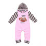 New Style Long Sleeve Cotton Strip Hooded Baby Jumpsuit