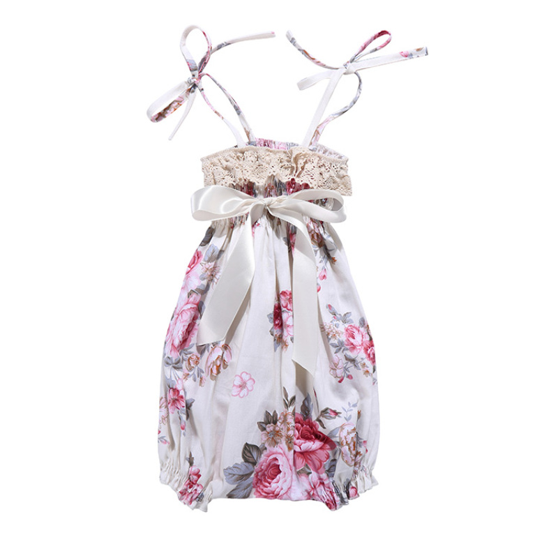 Wholesale Western Backless Sling Cotton Clothes Pretty Gallus shivering Ruffles Dresses Jumper for Baby Girls