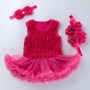 Wholesale Baby Girl Rosette Petti Dress With Baby Shoes and Headband Set For Birthday Party 