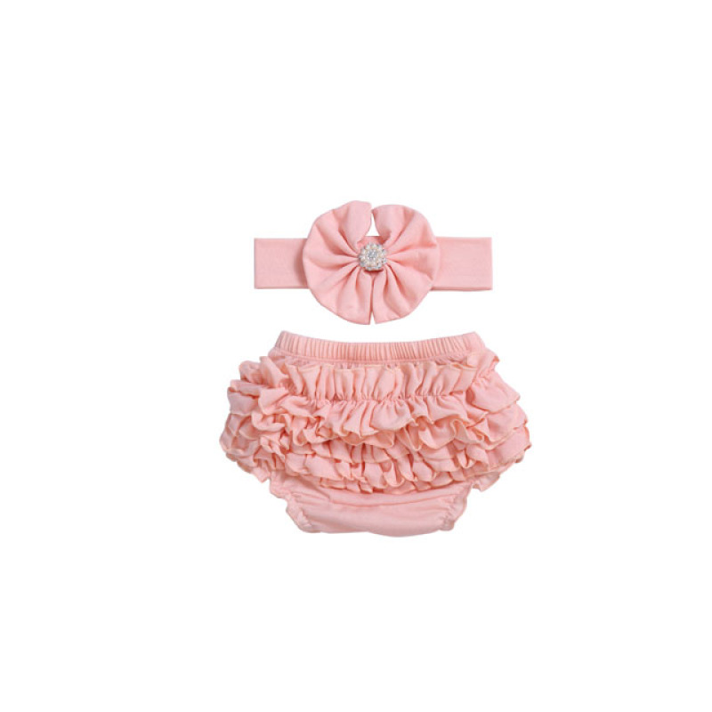 Hot selling new design soft organic cotton  wholesale baby bloomers with headband