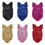 Multiple solid color sequin baby girl romper wholesale infant toddler boutique clothing flutter sleeve summer romper