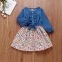 2021 korean fashion cute  baby girls printed denim dress