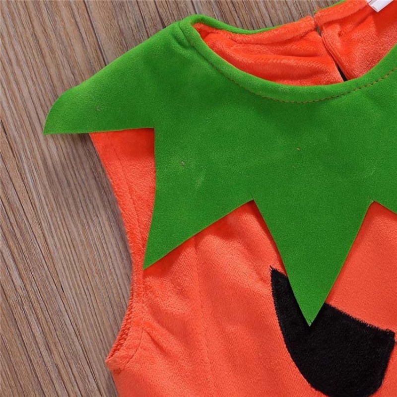 New arrival halloween cute sleeveless cartoon pumpkin baby top